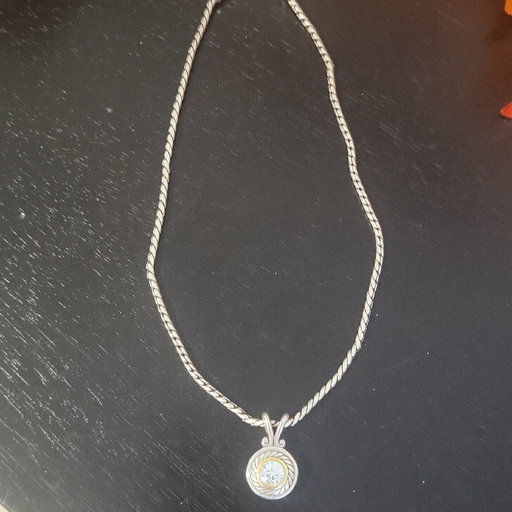 Brighton Silver and Gold Twisted Pendant Necklace